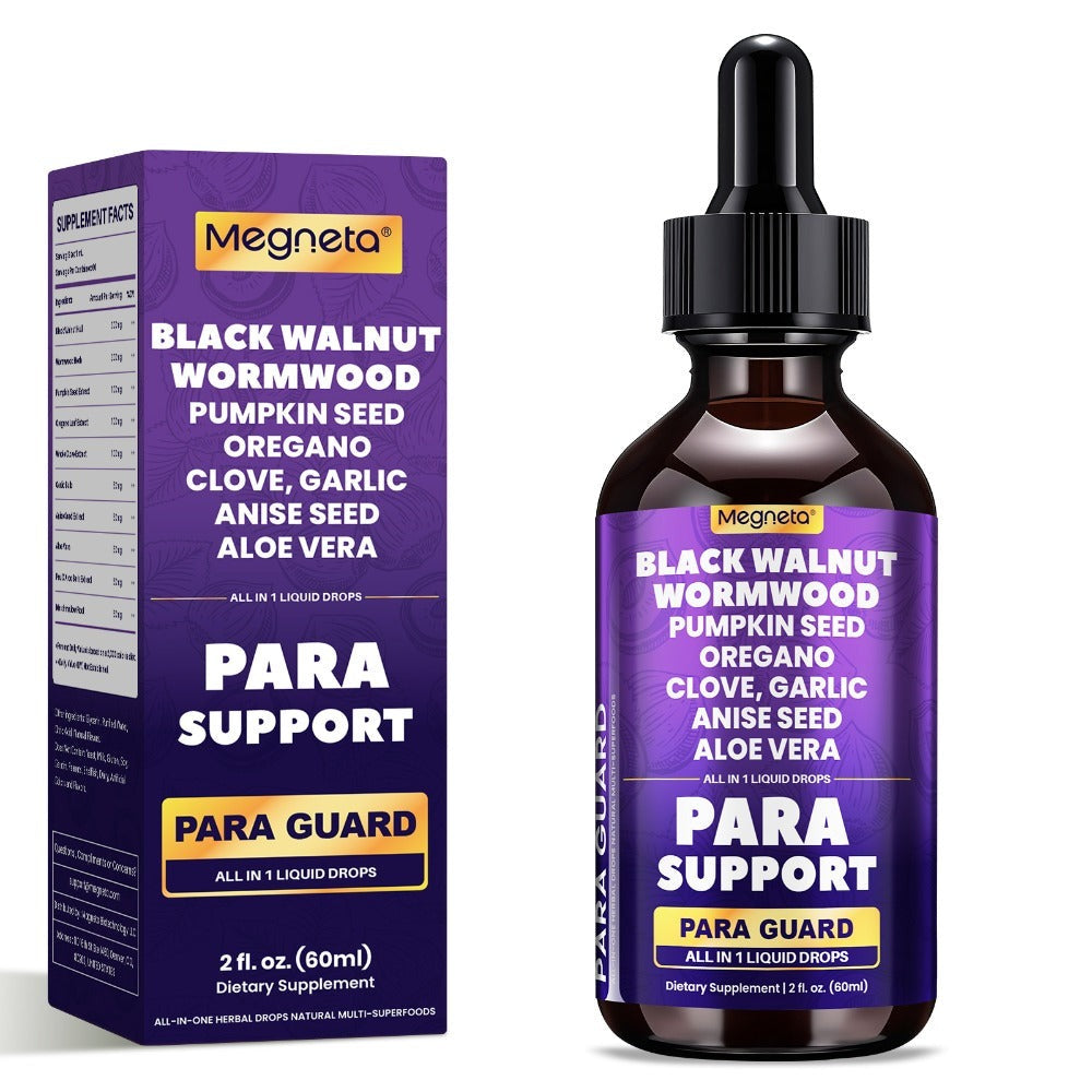 Herbal Supplements with Megneta Label, Black Walnut Clove Garlic Turmeric Pumpkin Seed Oregano Drops — image 3