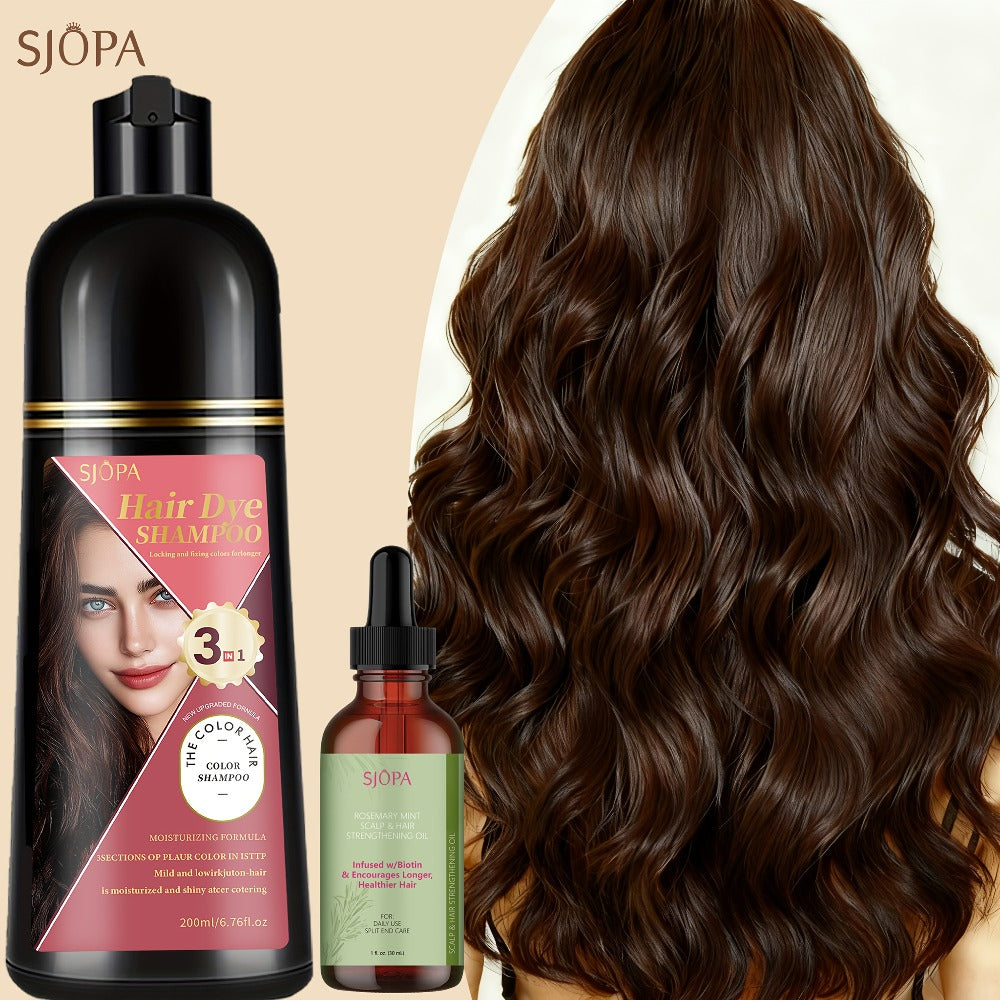 Hair Color Shampoo, SJOPA 3-in-1 Bottle-and-Dropper Set with 10 Rose, Brown, Purple and Black Color Options — image 20