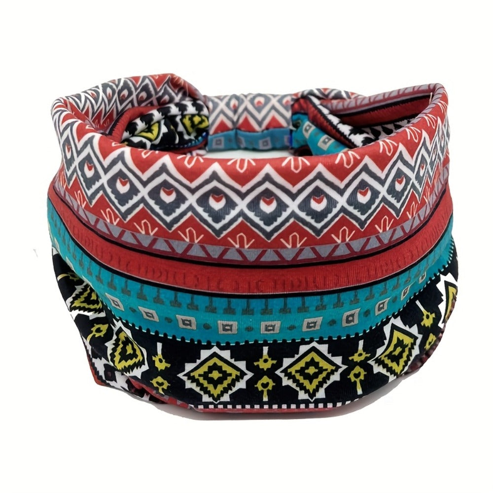 Floral Turban Headbands for Women 8 Pack Non-Slip Elastic Boho Knotted Wide Hair Wrap for Sports Yoga Running Workout Sweatba