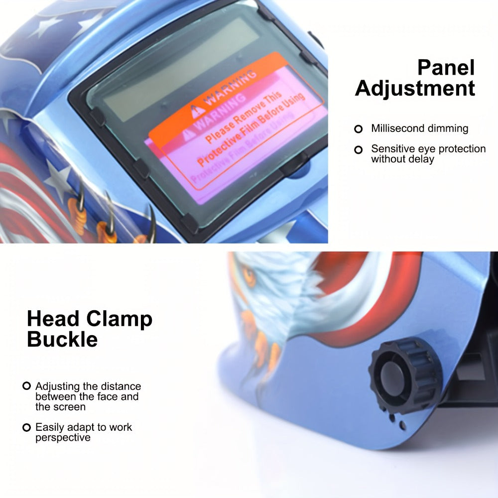 Auto-Darkening Welding Helmet Solar Powered True Color – Wide View DIN 9-13 Adjustable, 1/25000s Response — image 13