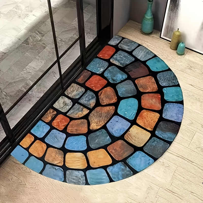 Half-Round Mosaic Bath Mat in Blue or Yellow Microfiber, 16 x 24 and 20 x 32-Inch Size Options — image 13