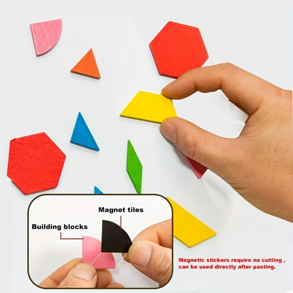 Magnetic Wooden Puzzle Board for Kids, 128/180/220/280 PCS Geometric Shape Recognition & Logical Thinking Toy — image 18