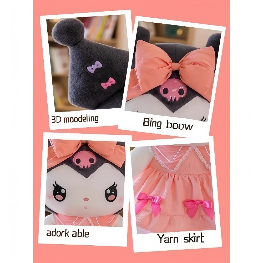 Kuromi My Melody Plush Doll Princess Dress, Collectible Sanrio Stuffed Animal with Pink Bow & Ruffled Collar — image 10