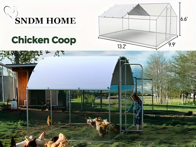 Walk-in Chicken Pen Large Metal Outdoor Poultry Enclosure Cover Yard Cage for Chickens Ducks Rabbits 3 Sizes Available — imag