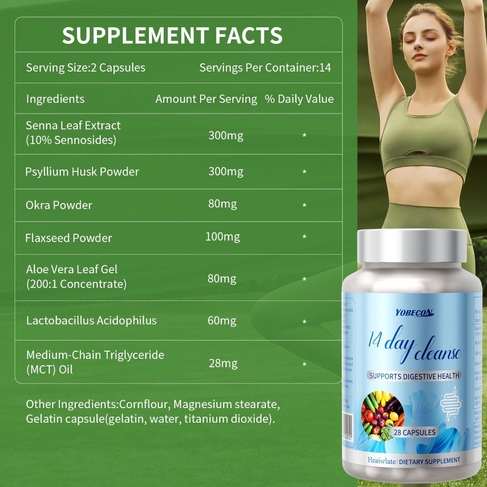 Colon Cleanse Capsules with Senna Leaf, Psyllium Husk & MCT Oil, 14-Day Advanced Gut Detox & Digestive Support Formula — imag