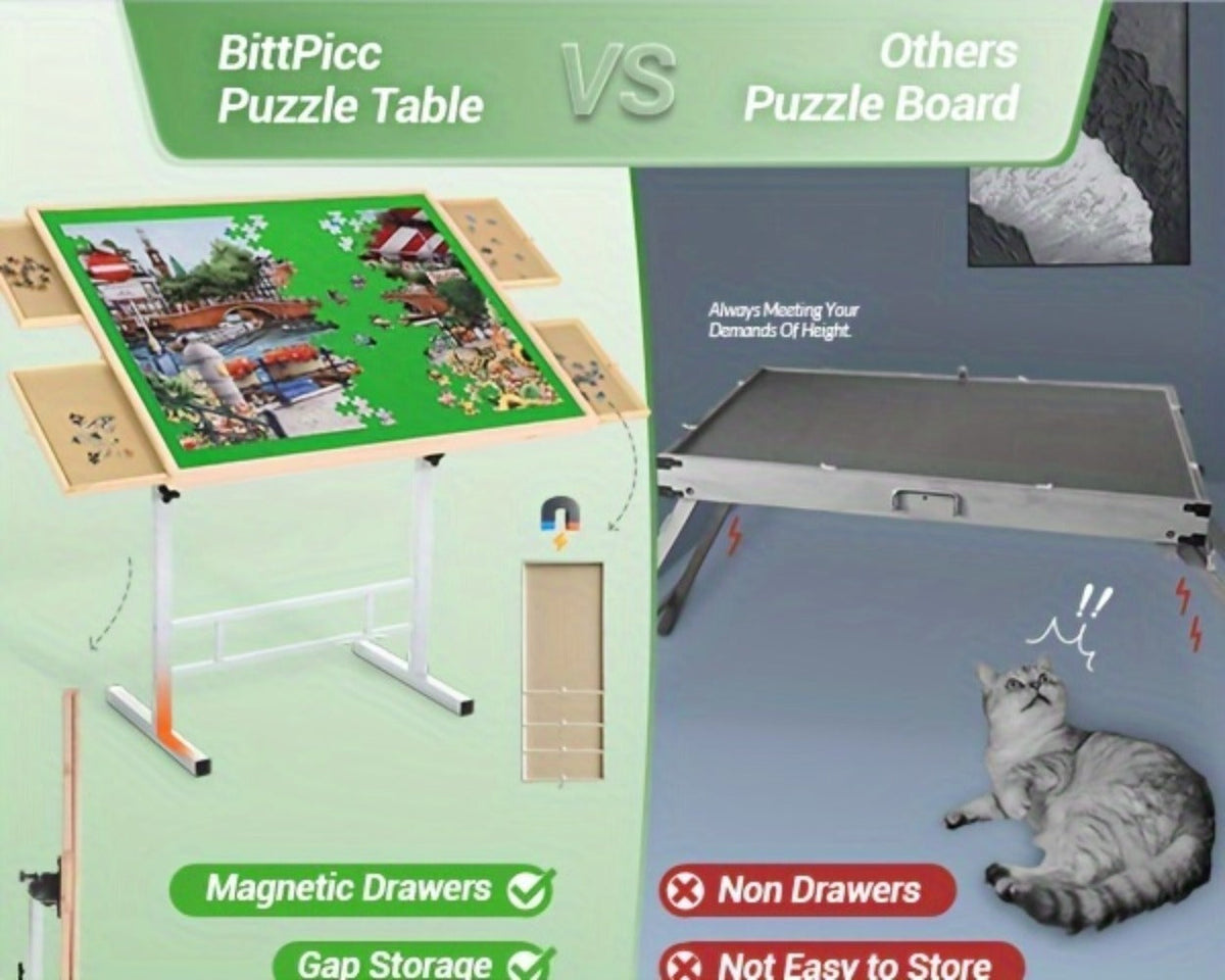 Puzzle Table in a 1500 Pieces Adjustable Angle and Height 4 Drawer Design with Metal Legs — image 10