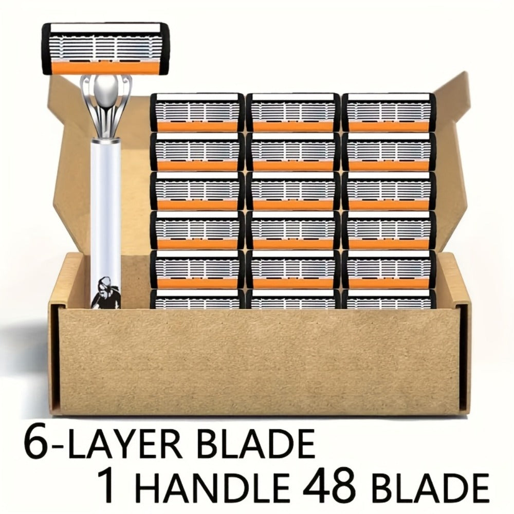 Double Edge Safety Razor Set for Men 72 Blades & 2 Non-Slip Metal Handles – Classic Ultra-Sharp Replaceable Blades for Smooth