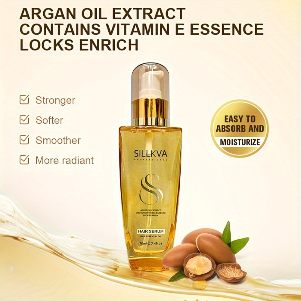 Argan Oil Hair Serum 2 Pack Anti-Frizz Nourishing Treatment for Dry Damaged Frizzy Flyaway Hair Moisturizing Smoothing Lightw