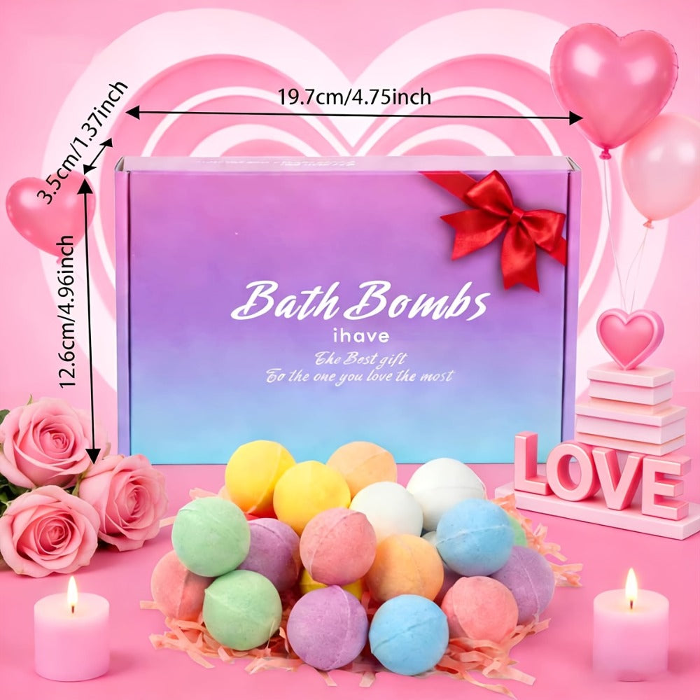 Bath Bombs, 24-Piece Assorted Color Gift Box with Eight Labeled Fragrances and Round Mini Fizzers — image 3