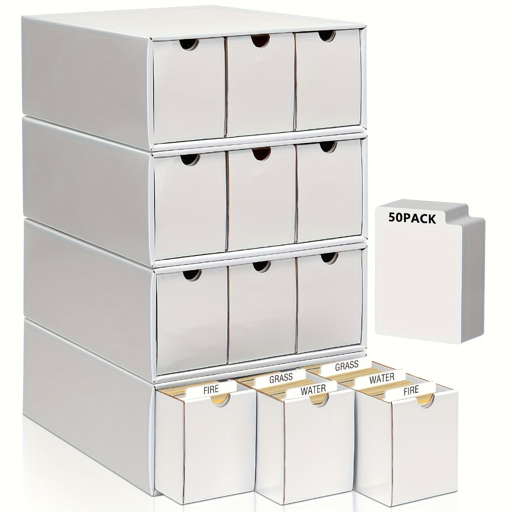 Trading Card Storage Box for Sports Cards and Baseball in a Large Cardboard 12 Drawer Design of 50 Dividers — image 6