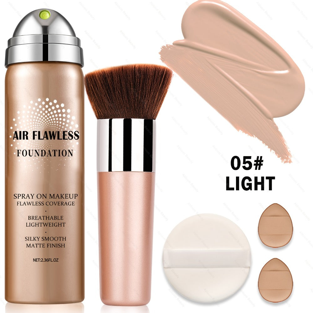 Spray Liquid Foundation and Flat-Top Brush Set with Matte Finish and Eight Numbered Shades — image 14