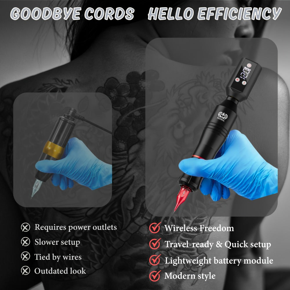 Tattoo Machine Kit Neebol Wireless Pen with Screen Display, 10 Cartridges, 7 Inks and Four Color or Pro Options — image 7