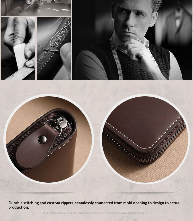 Slim Leather Men's Wallet Large Capacity Multi-Card Organizer Ultra-Thin