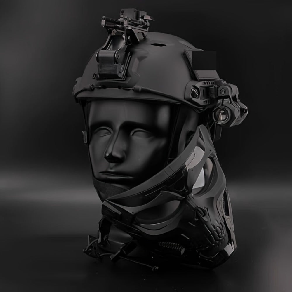 Costume Accessories Tactical Helmet and Skull Mask Set with ABS Shell, Adjustable Dial and Black Finish — image 3