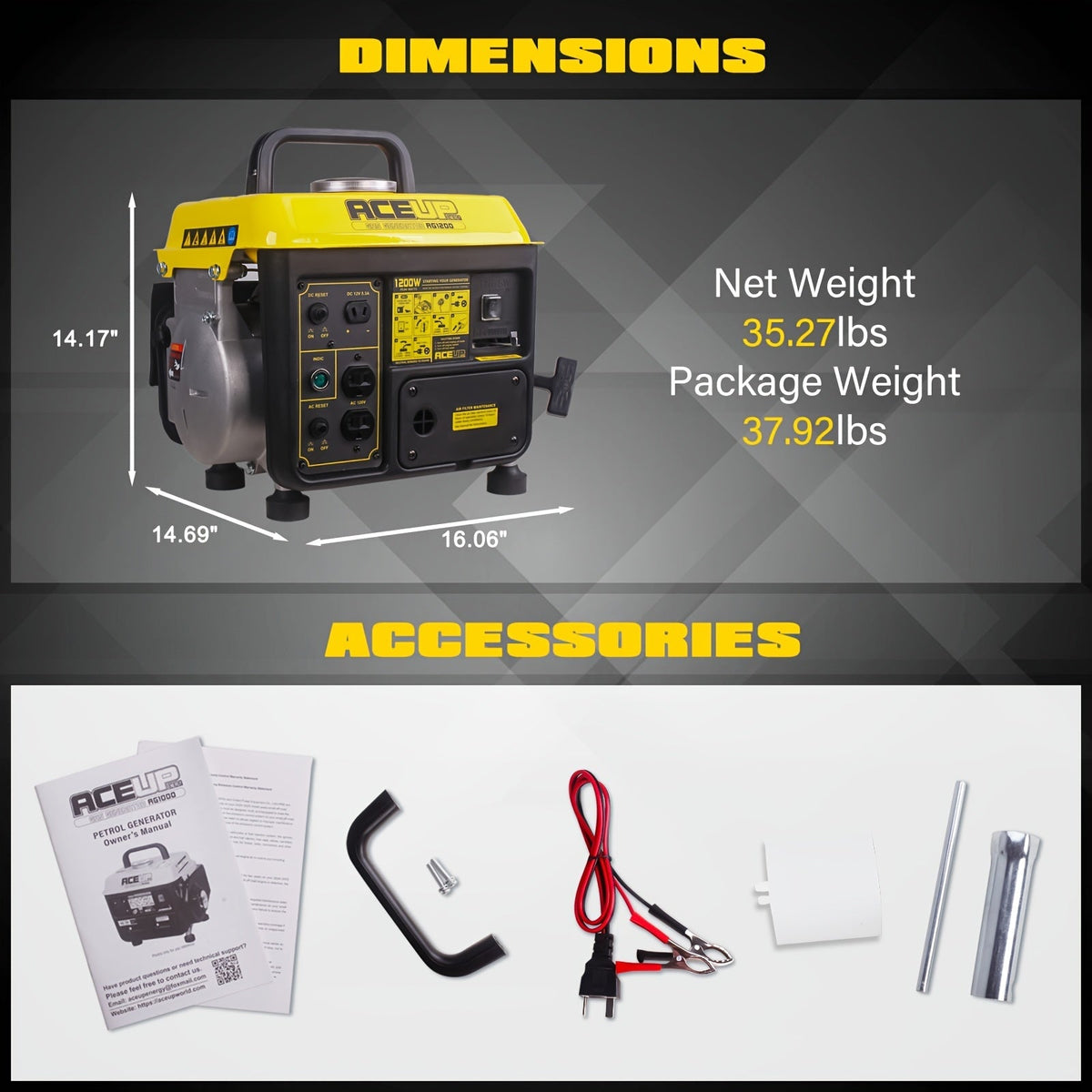Portable Generator, Gas Powered Camping Home Backup Emergency Power for Garden, Patio and Yard Use — image 2