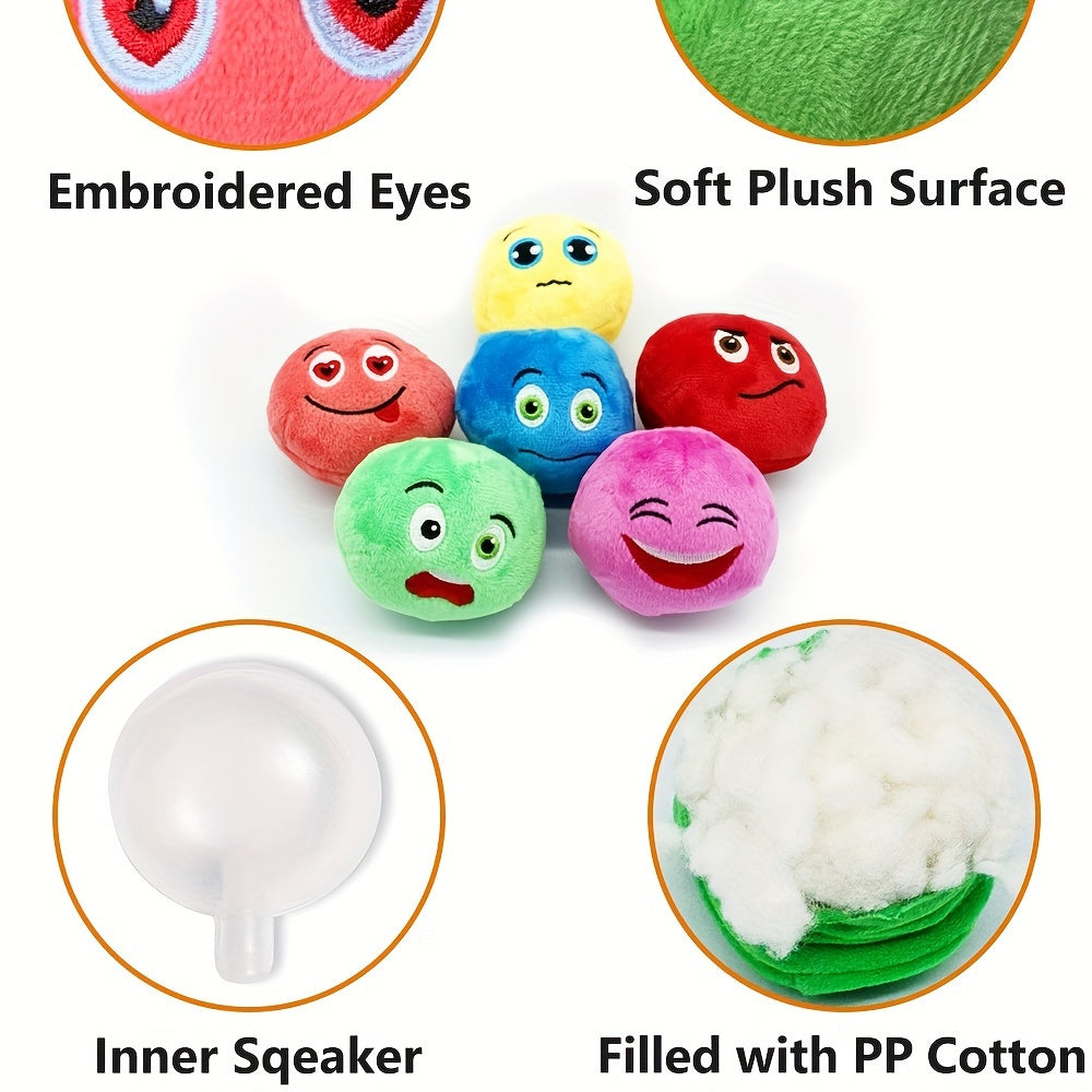 Dog Toy 6-Pack Multicolor Soft Stuffed Plush Balls with Built-In Squeakers for Puppies and Small Dogs — image 4
