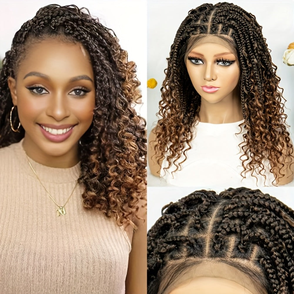 Goddess Square-Braid Wig with Curly Ends in 14- or 16-Inch Lengths and Black, Burgundy or Brown Colors — image 17