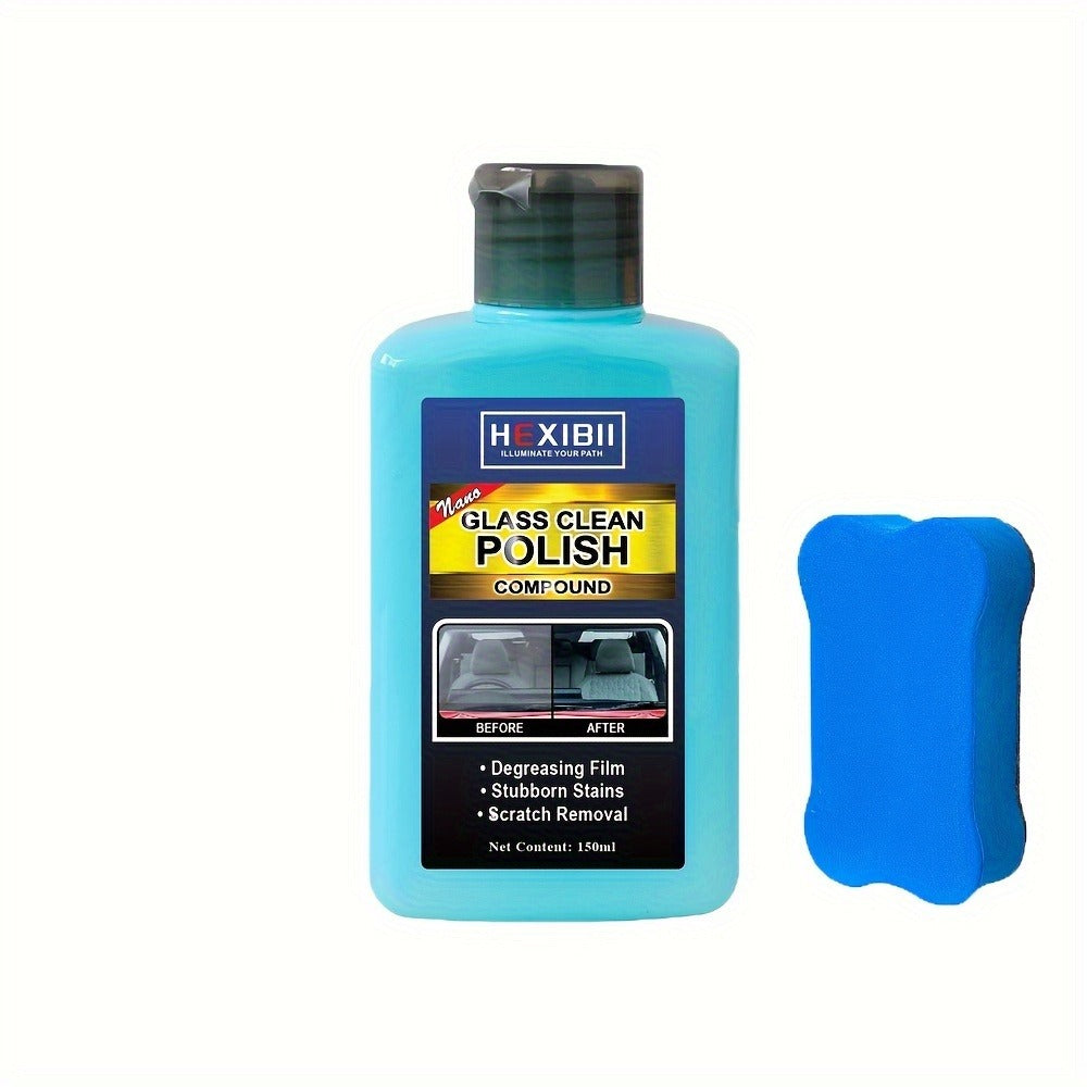 Car Glass Polish by HEXIBII, 150ml Oil-Film Cleaner Compound with Two Sponge Applicators for Windshields — image 5