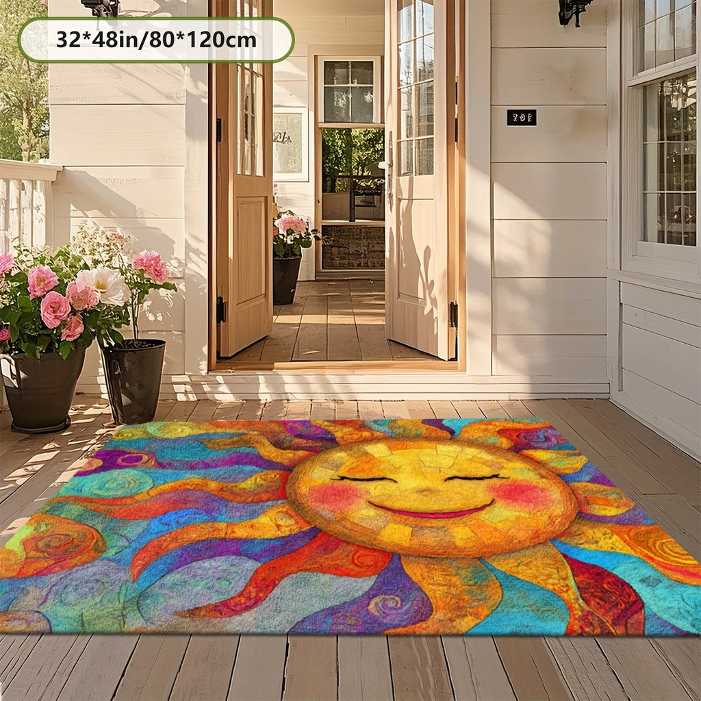 Outdoor Mat Fleece Printed Pattern Soft Non-Slip Rug Machine Washable for Living Room Bedroom Yard RV Camping Picnic Indoor O