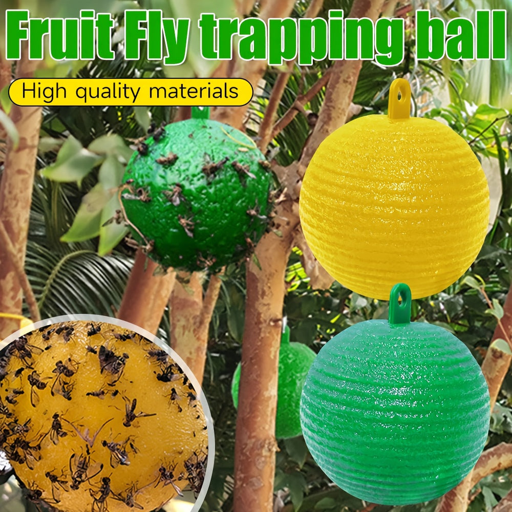 Five-Piece Yellow Hanging Adhesive Fly Ball Set with 3.15-Inch Diameter for Trees and Plant Areas — image 2