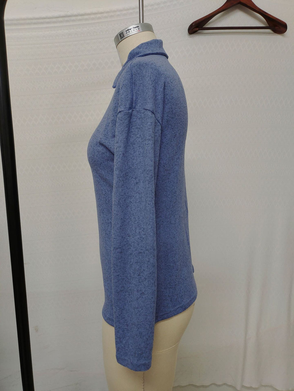 Fabric Lapel Zipper Casual Long Sleeve Women