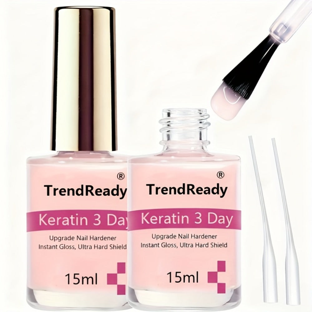 Pink-Label Nail Care Coating Two-Pack in 15 ml Square Bottles with Gold Caps and Brush Applicators — image 3