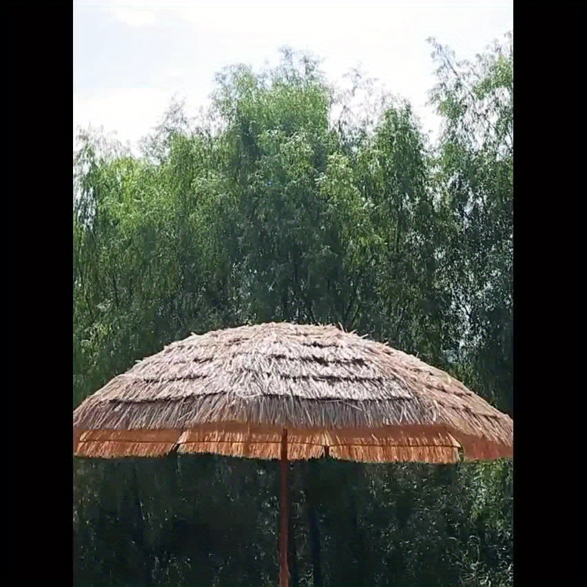Patio Umbrella 7.5FT Thatch-Style Tiki Design with Steel Pole, Iron Frame, Push Tilt and One-Piece Option — image 12
