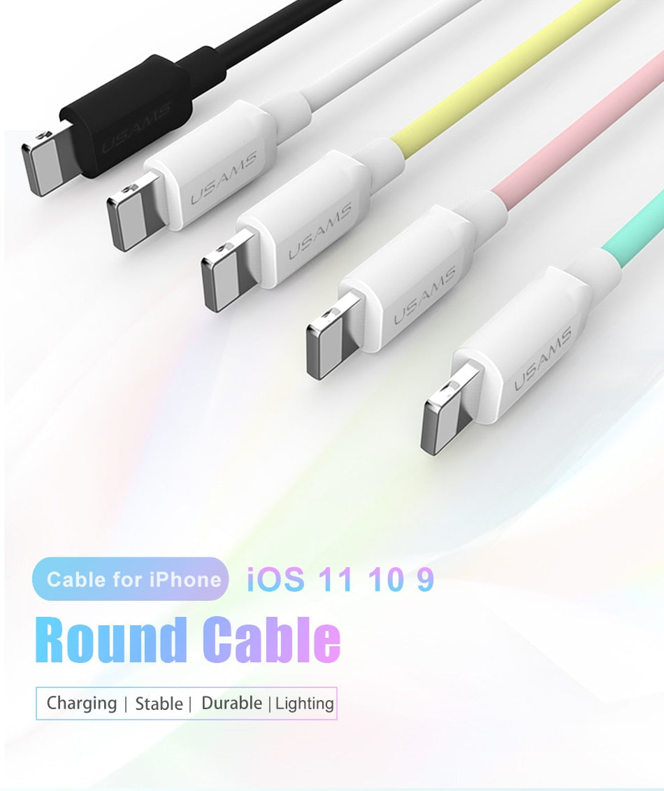 Lightning USB Cable 2A 1M - Compatible with iPhone X, 8, 7, 6, 5, iPad & iPod