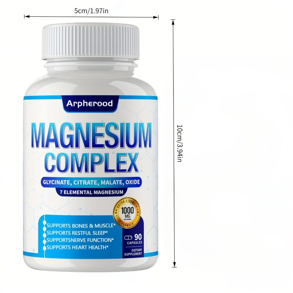 Dietary Supplement Magnesium 7-in-1 Complex with Glycinate, Malate and Taurate, 1000mg per Serving — image 6