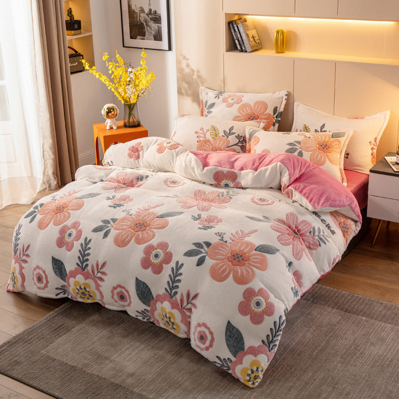 Four-piece Bedding With Velvet Sheets To Keep Warm Milk Velvet