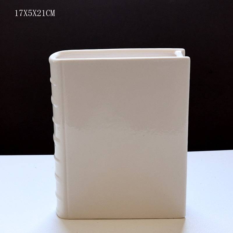 Book Vase - Ceramic, Cute & for Home Decor, with Flower & Shelf Options - V.I.P Digital Presence