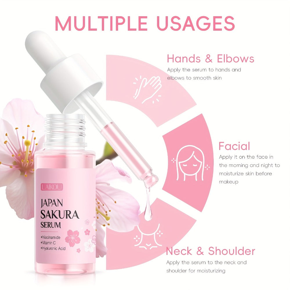 4-Piece Sakura Skincare Gift Set with Cleanser, Serum, Essence Cream and Eye Cream in Coordinated Pink Packaging — image 8