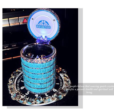 Portable Car ashtray with Light Hello Kitty KT Accessories for Girls Led Car Ash Tray Ashtray Storage Cup Holder Crystal Diamond - V.I.P Digital Presence
