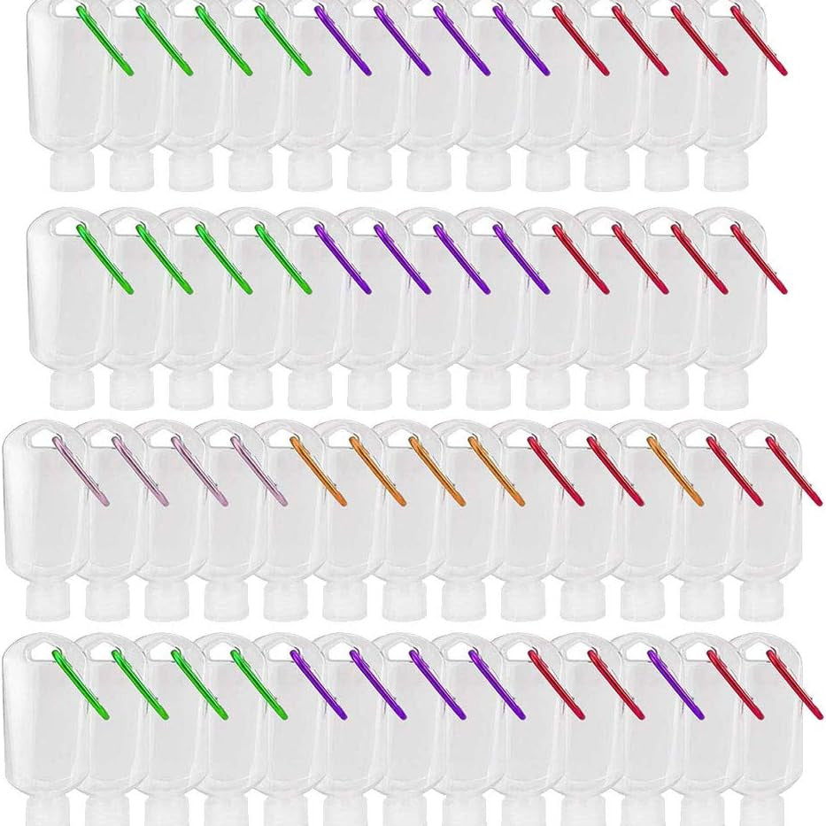 TSA Approved Travel Bottles with Keychain Leakproof Refillable Squeeze Containers 50-Pack Clear Plastic 1.7oz 50ML for Toilet