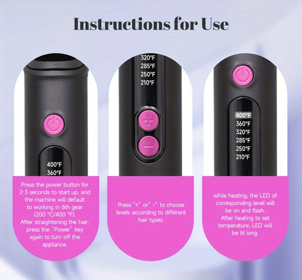 6-Setting Ionic Hair Straightener Brush with Fast Heat-Up & Anti-Scald Protection, for Home, Travel and Salon Hair Styling — 