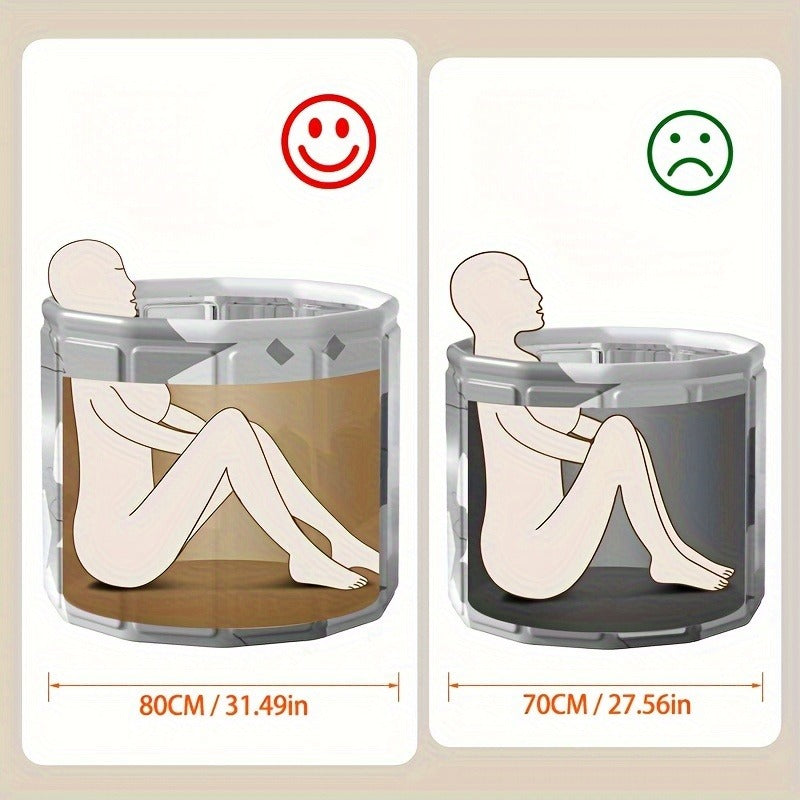 Foldable Bathtub 130 Gallon XL Deep Soak Tub for Adults, Ice Bath & Hot Spa, Indoor Outdoor, One-Piece Fold-Flat Design 31.5"