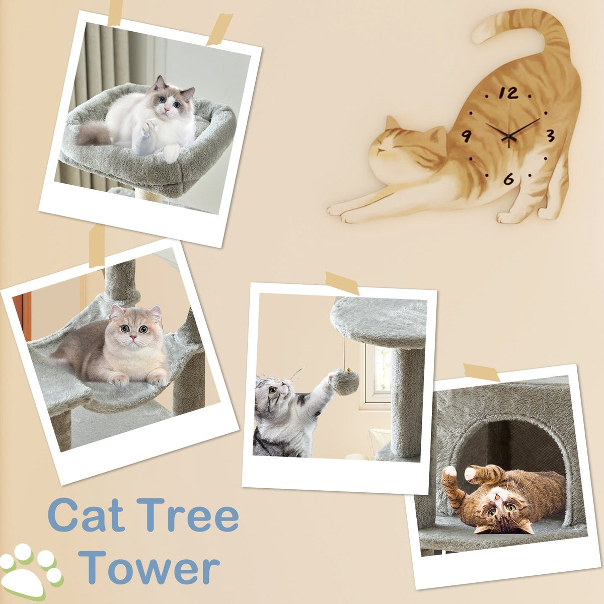 Multi-Level 44in Cat Tower with Enclosed Condo, Hammock, Round Platforms and Sisal-Wrapped Posts — image 1