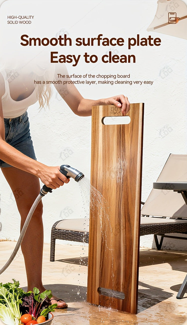 Extra-Long 36 x 11-Inch Wood-Color Charcuterie Board with Recessed Handles and Two Display Stands — image 19