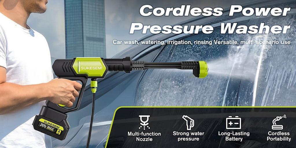 Cordless Pressure Washer Battery Powered Portable Car Wash Gun High Pressure Cleaner for Cars Yards for Garden, Patio and Yar