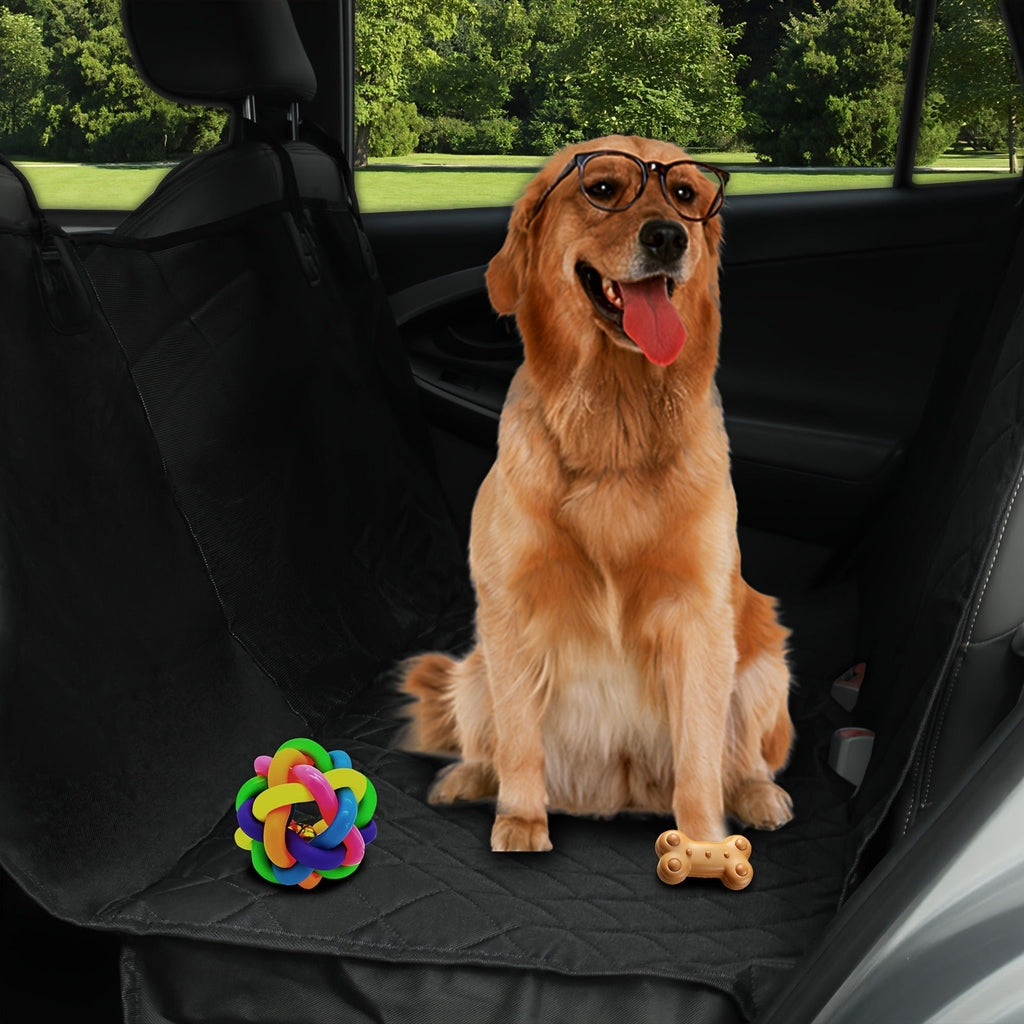 Quilted Dog Car Back Seat Cover with Side Flaps, Mesh Window and Six Color or Pink Mat Bundle Options — image 11