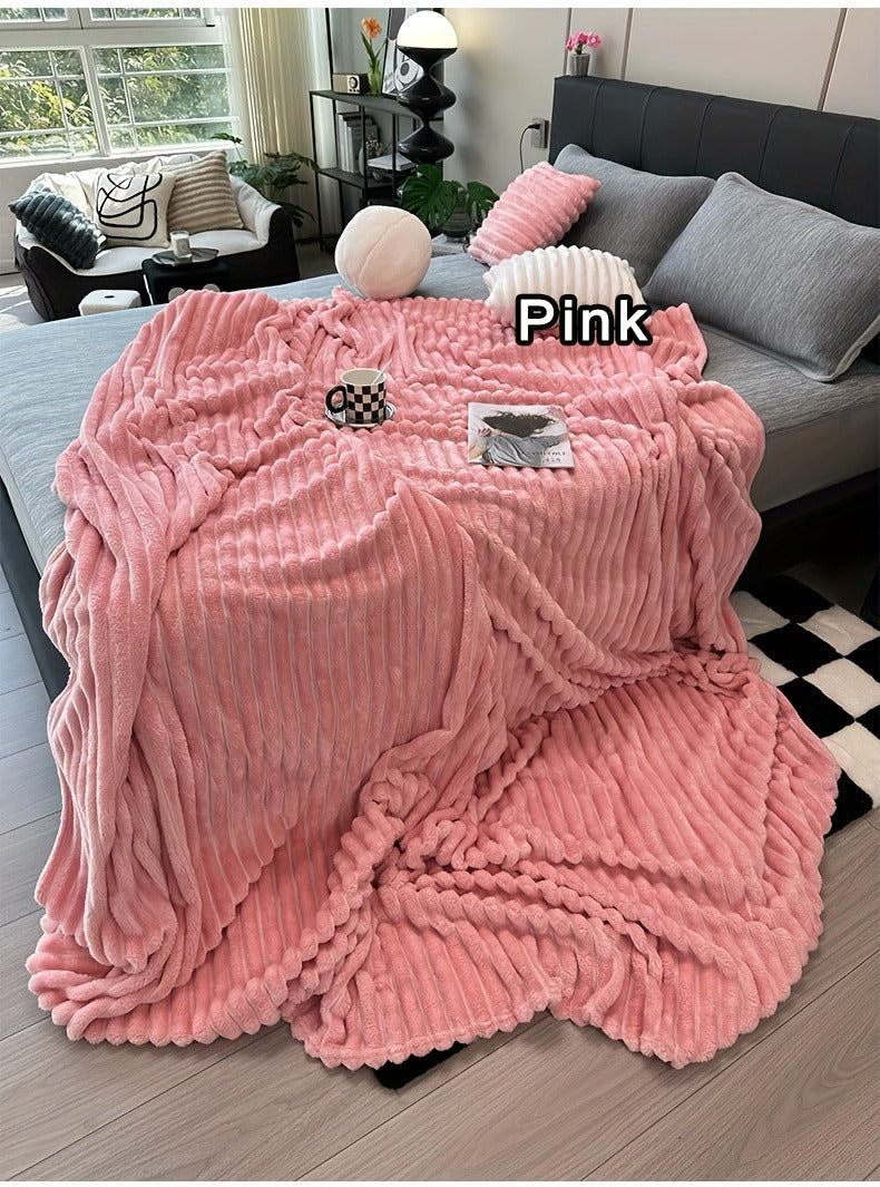 Fleece Blanket Double-Sided 3D Faux Rabbit Fur Throw – Ultra-Soft Thick 300-350g/m² for Home, Office, Travel & Camping — imag