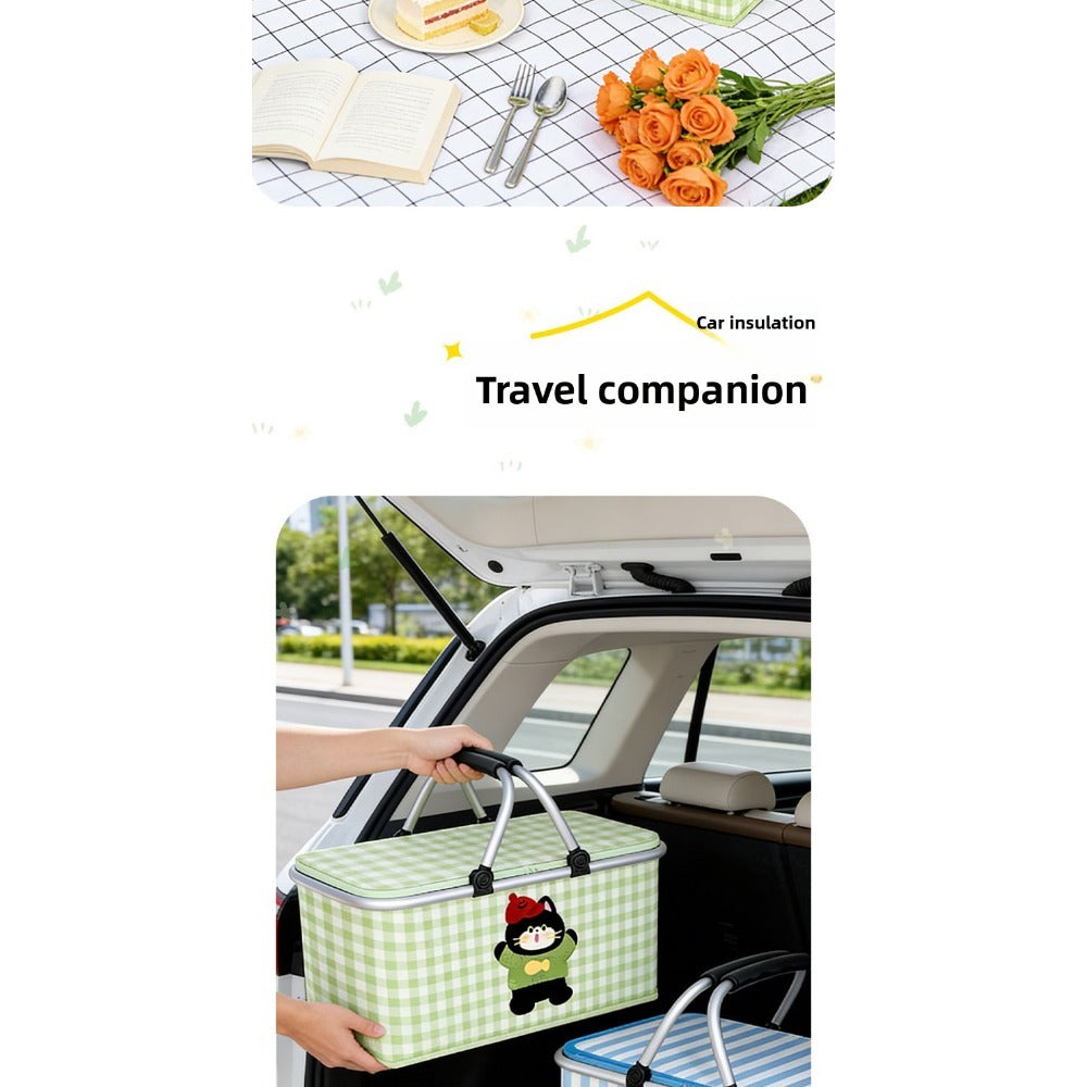 Insulated Picnic Box with Aluminum Frame – Collapsible Thermal Camping Storage Basket for Outdoor Picnic, BBQ — image 22