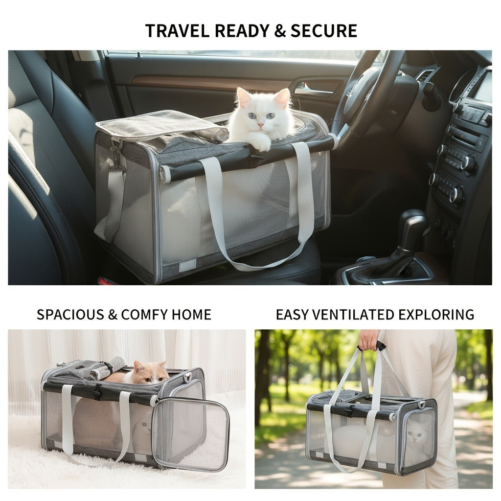 Soft-Sided Mesh-Panel Pet Carrier with Privacy Cover and Nine Color or Accessory Bundle Options — image 9