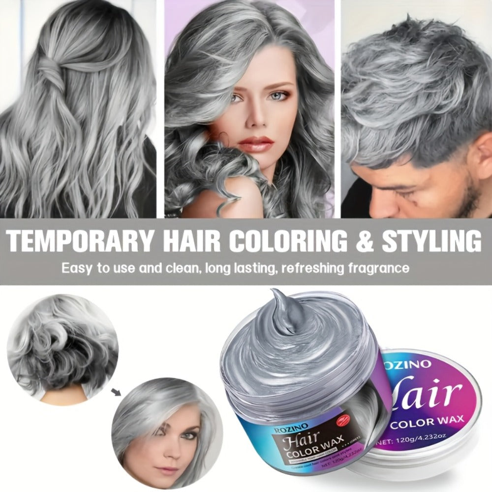 ROZINO Grey Hair Color Wax 3-in-1 Color Style & Fix – Vitamins & Protein Formula, Hides Grey Instantly, Natural Volume, Easy 