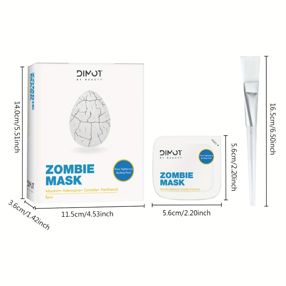 Zombie Face Mask 8pcs Plant Squalane Skin Texture Improving Facial Mask Set for Women for Bath Time, Home Spa and Personal Ca