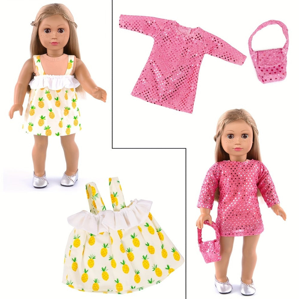10-Outfit Doll Clothes Set for 18-Inch Dolls with Mixed Dresses, Tops, Pants, Skirts and Headwear — image 5