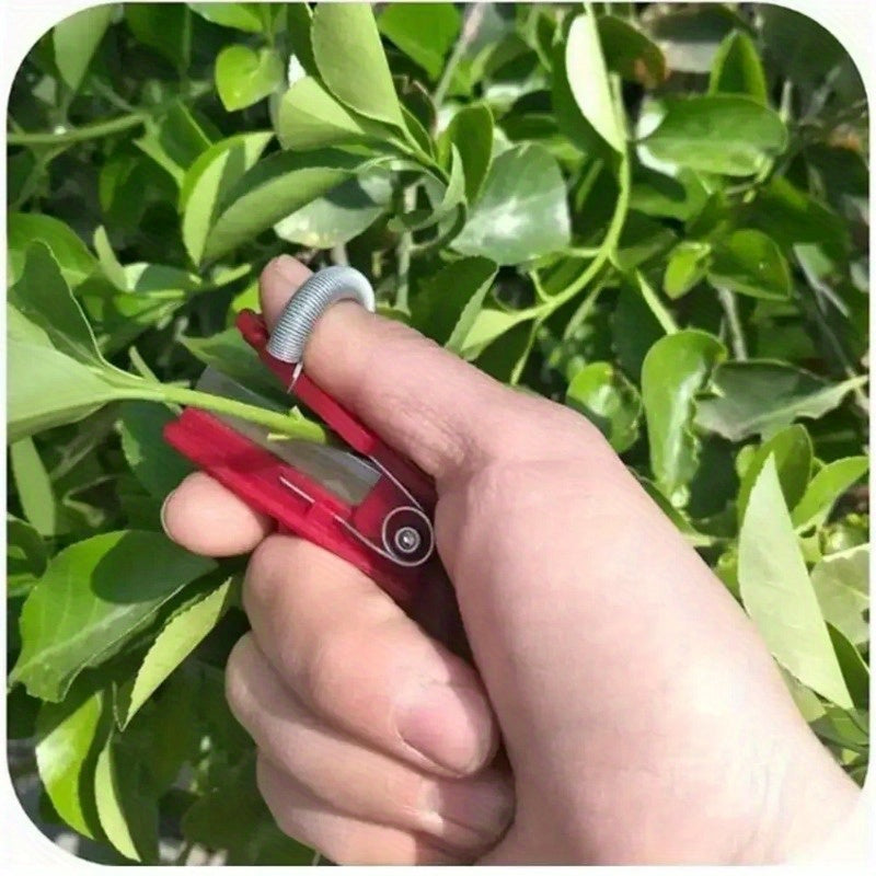 Six-Piece Garden Thumb Knife Set with Red Finger-Ring Cutters and Exposed Straight Blade Edges — image 2