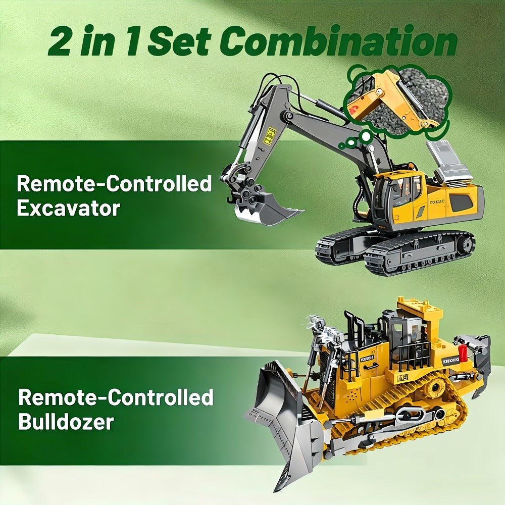 RC Construction Vehicle Set 2-in-1 & 3-in-1, 2.4G 11-Channel Remote Control Excavator Dump Truck Forklift Bulldozer — image 3