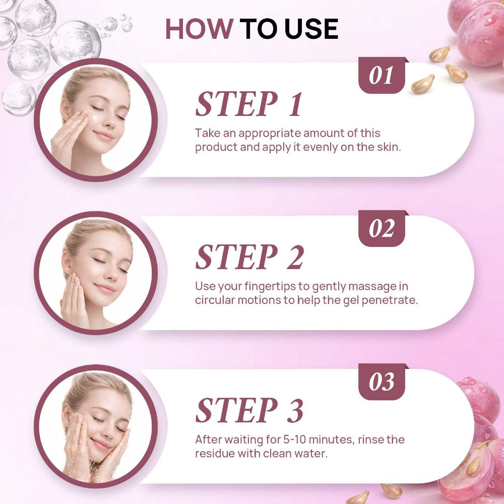 Grape & Malic Acid Exfoliating Gel for Face & Body, AHA Deep Cleansing Scrub, Removes Dead Skin Cells — image 4