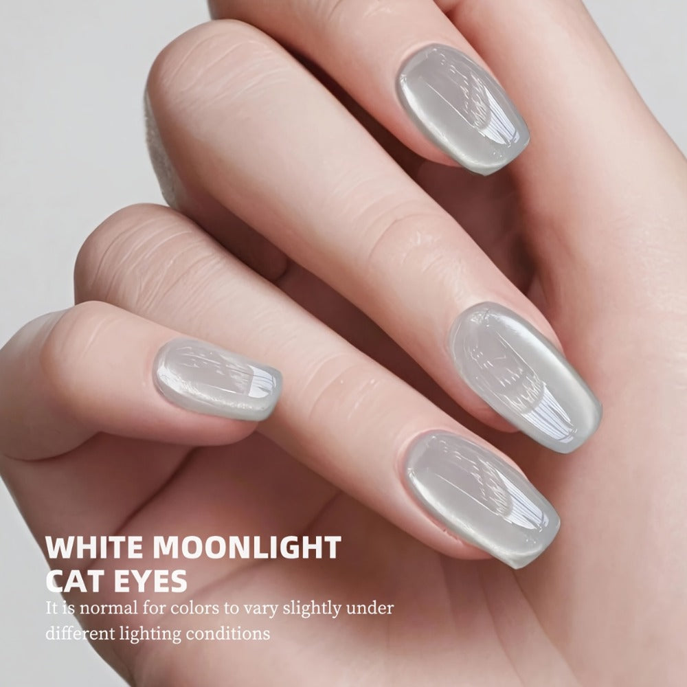 Gel Nail Polish 5-Piece Magnetic Cat-Eye Set with Ruby, Raspberry, Blackberry, White-Moonlight and Clear Shades for UV/LED Cu